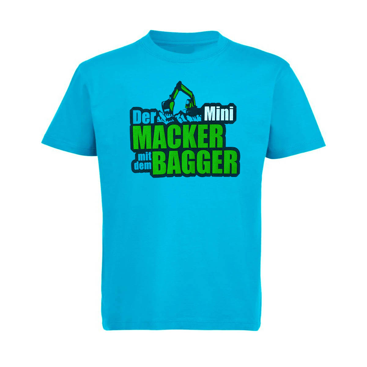 Der Macker mit dem Bagger - Kinder T-Shirt Mini Logo NEU [Aqua]