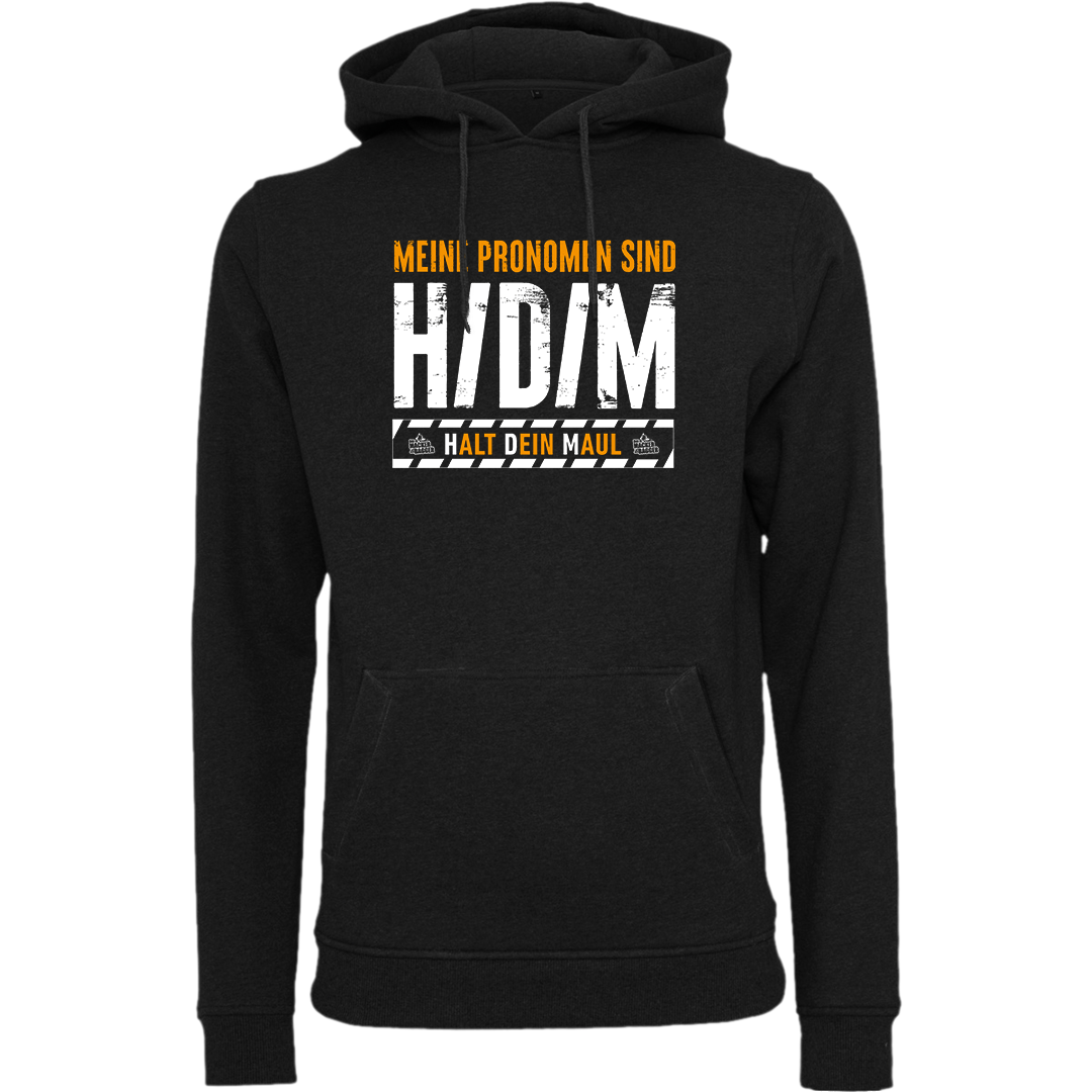Der Macker mit dem Bagger - Hoodie Meine Pronomen sind [schwarz/orange]