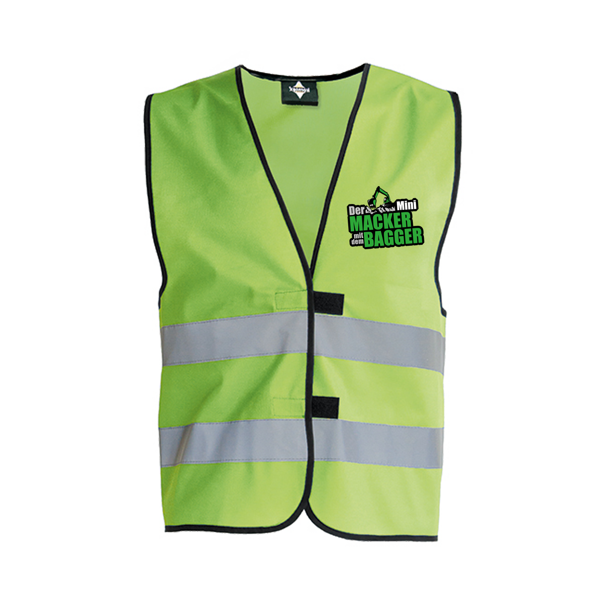 Der Macker mit dem Bagger - Kinder Warnweste [grün]