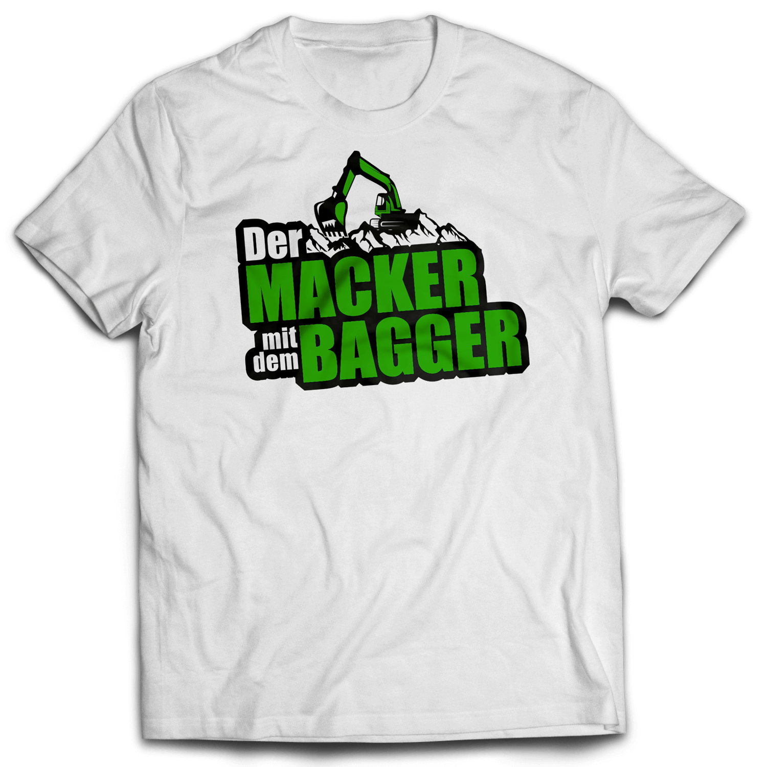 Der Macker mit dem Bagger - T-Shirt Logo NEU [weiß]