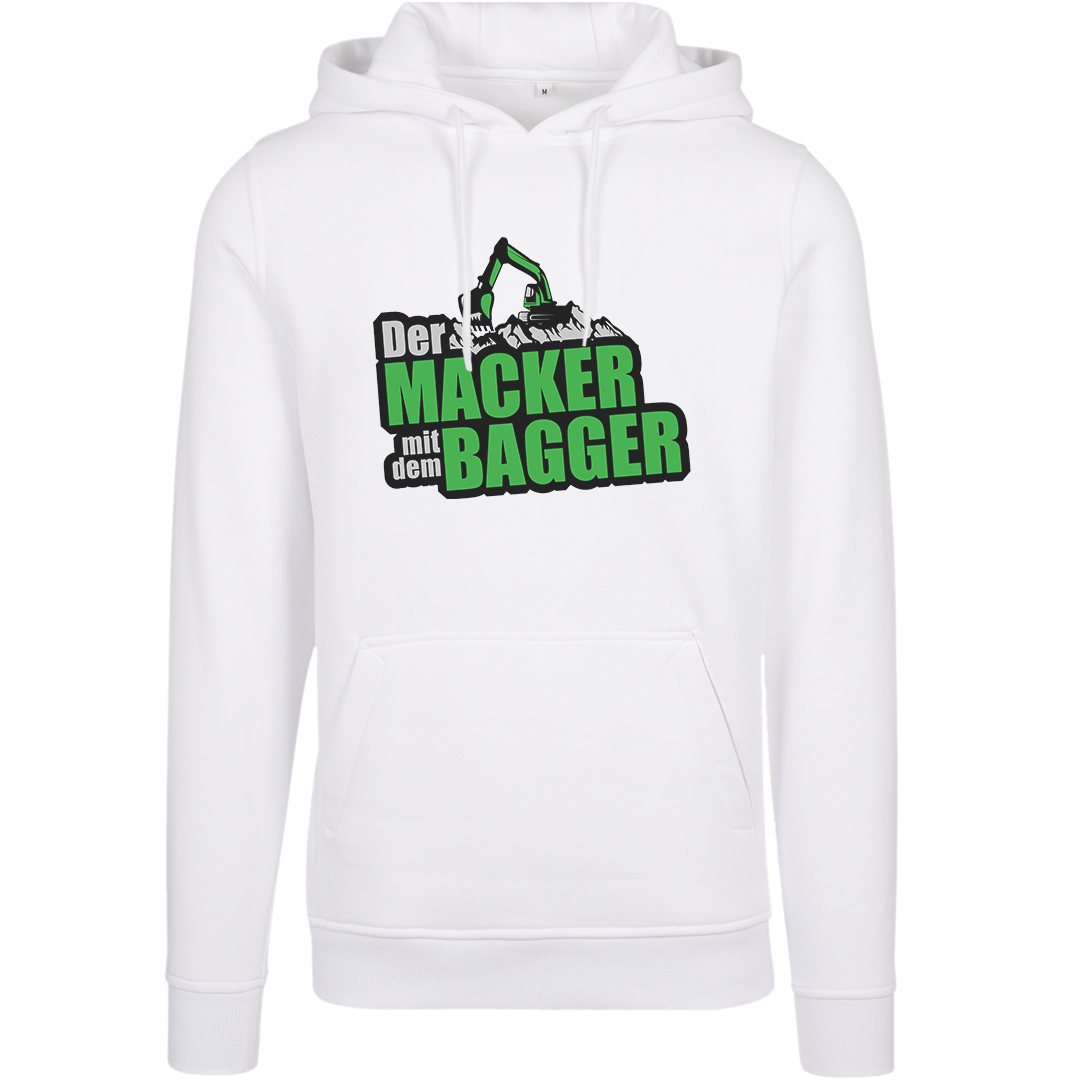 Der Macker mit dem Bagger - Hoodie Logo [weiß]